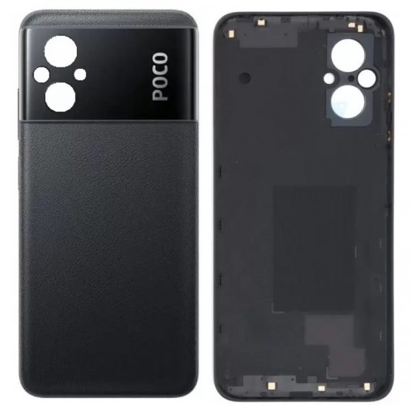 Original Poco M5 Back Panel Glass Door Battery Cover Replacement in India Chennai - Power Black